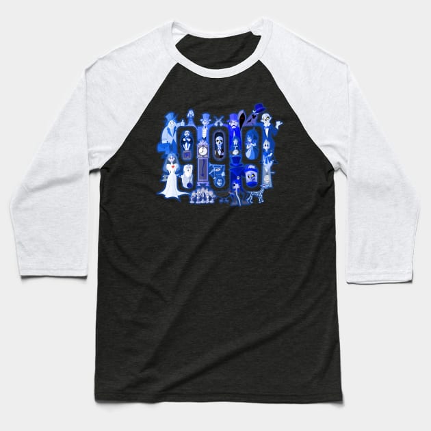 999 Happy Haunts Baseball T-Shirt by Gartdog